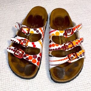 Papillio Women's Sandals - White with Red and Orange Dots